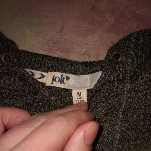 💕5 for 25$ Medium JOLT Olive Green Cozy Hooded Sweatshirt - Picture 3 of 8